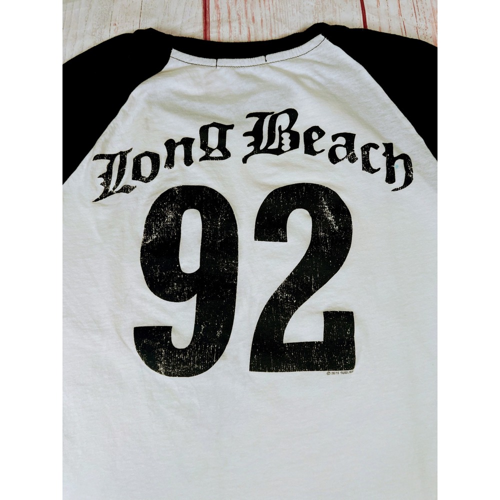 Forever 21 Sublime Long Beach 92 Graphic Raglan Baseball Tee Black White Small - Picture 3 of 6